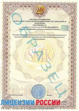 Образец сертификата соответствия (приложение) Трудовое Сертификат ISO 13485